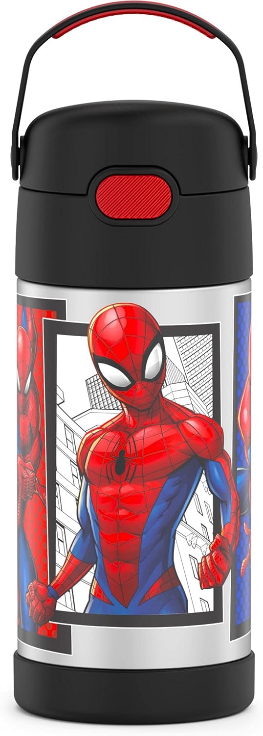  THERMOS FUNTAINER 12 Ounce Stainless Steel Vacuum Insulated  Kids Straw Bottle, Spider-Man: Home & Kitchen