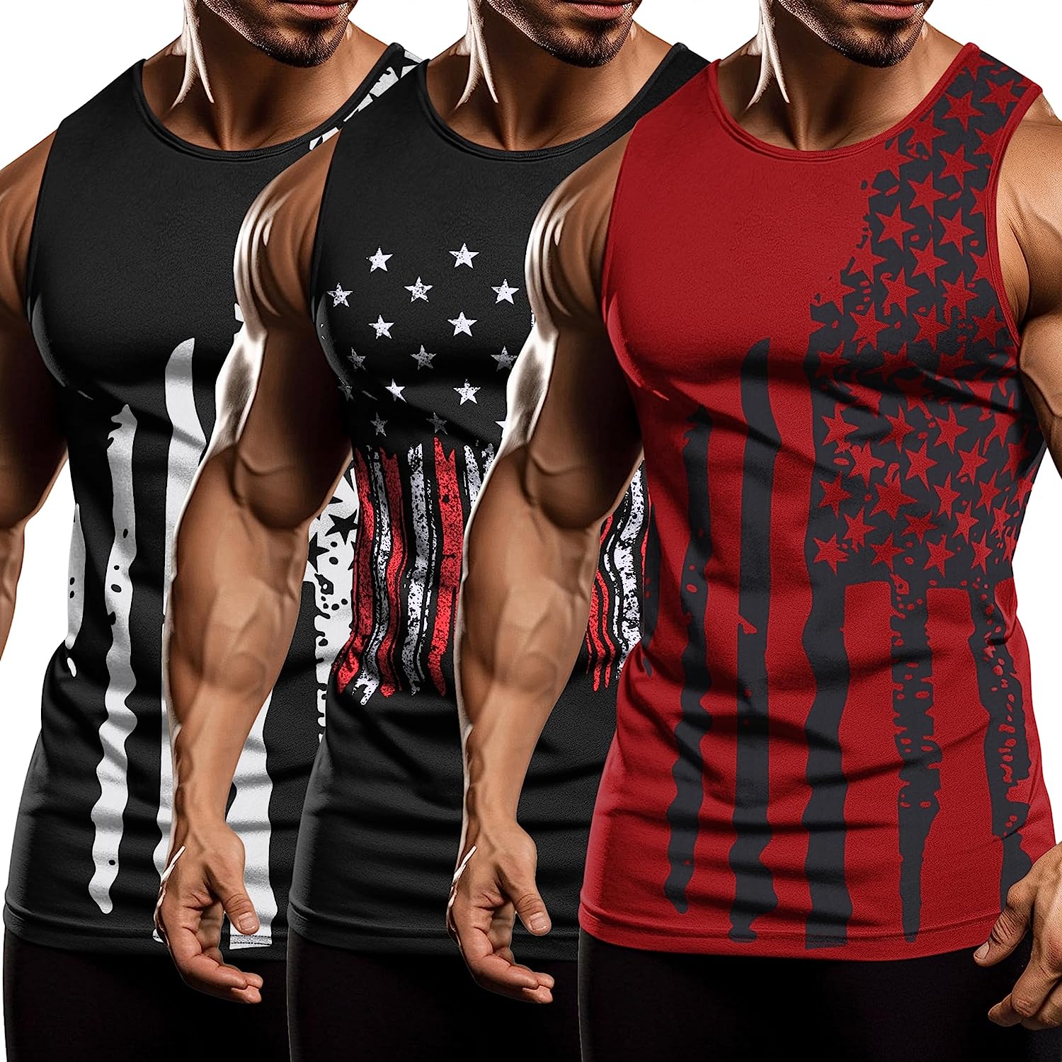 COOFANDY Men's 3 Pack Workout Tank Tops Sleeveless Gym Shirts