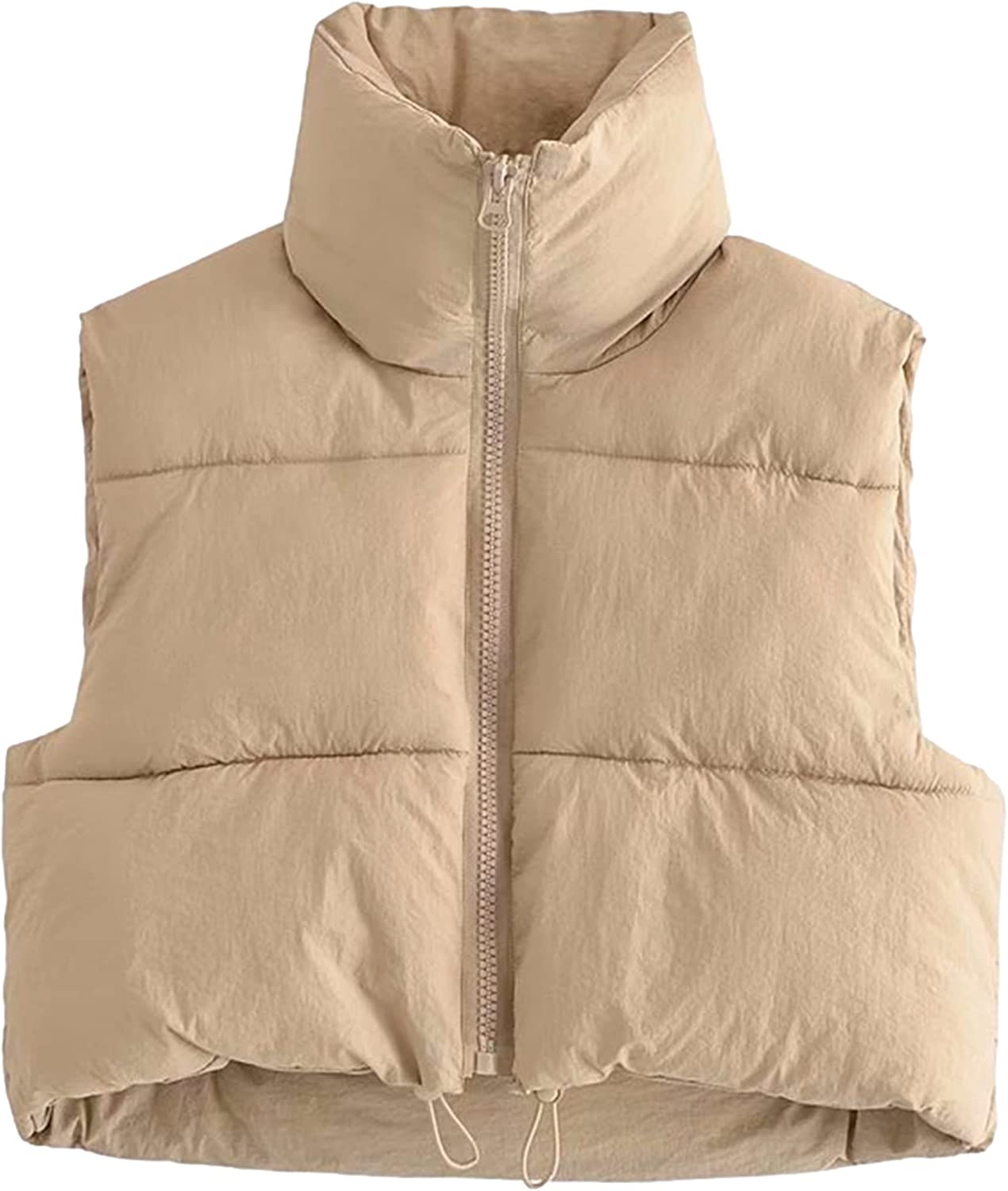 Daacee Women's Lightweight Winter Crop Puffer Vest Warm Sleeveless Zip  Up Stand