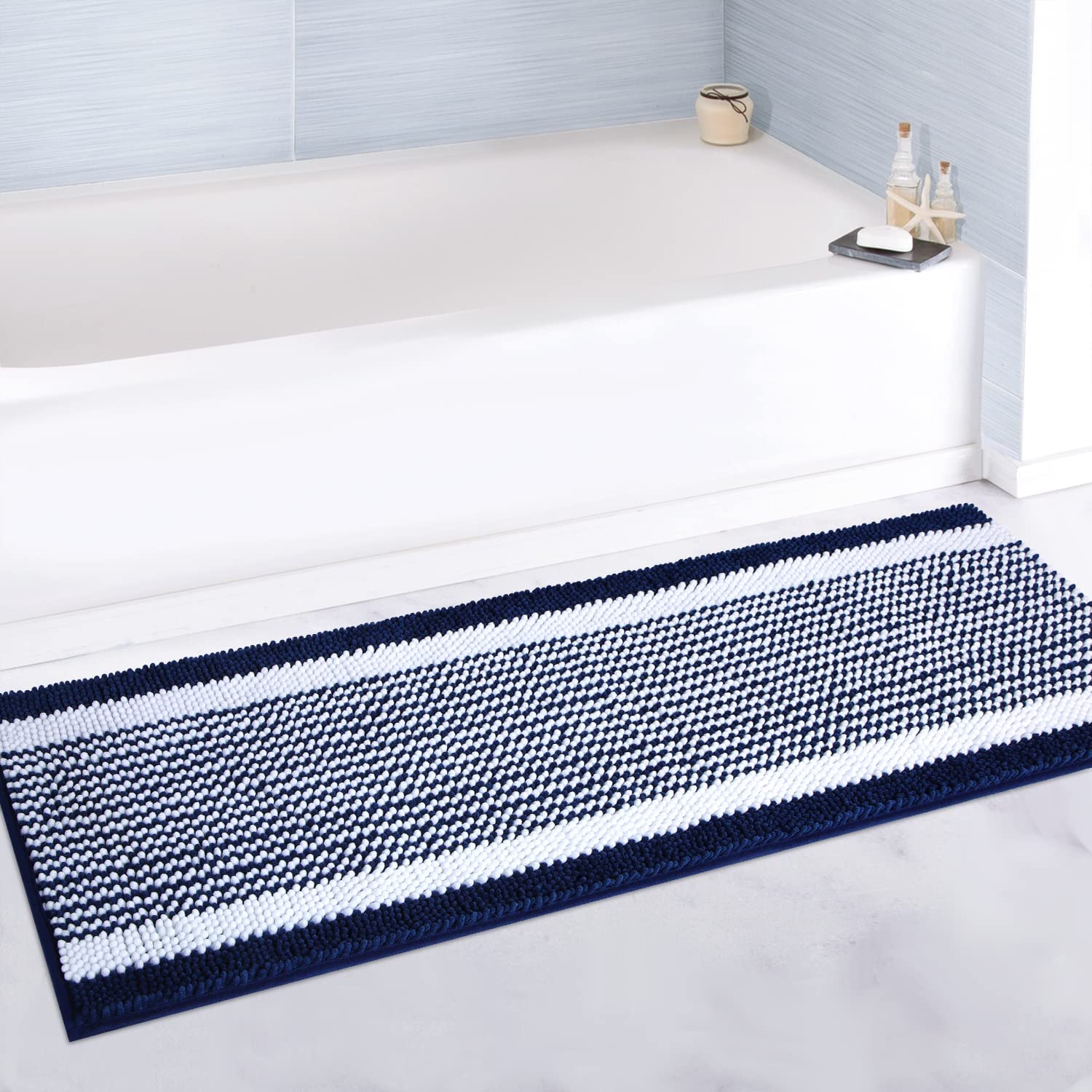 Bathroom Rug, Bath Mat Non Slip Bath Rug Plush Chenille Bath Mats for  Bathroom M