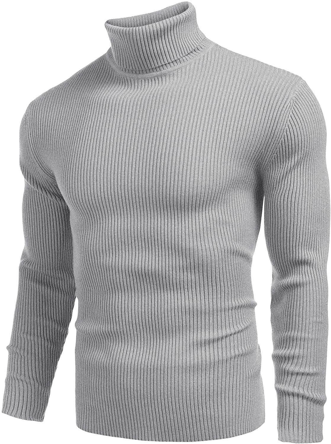 COOFANDY Mens Ribbed Slim Fit Knitted Pullover Turtleneck Sweater | eBay