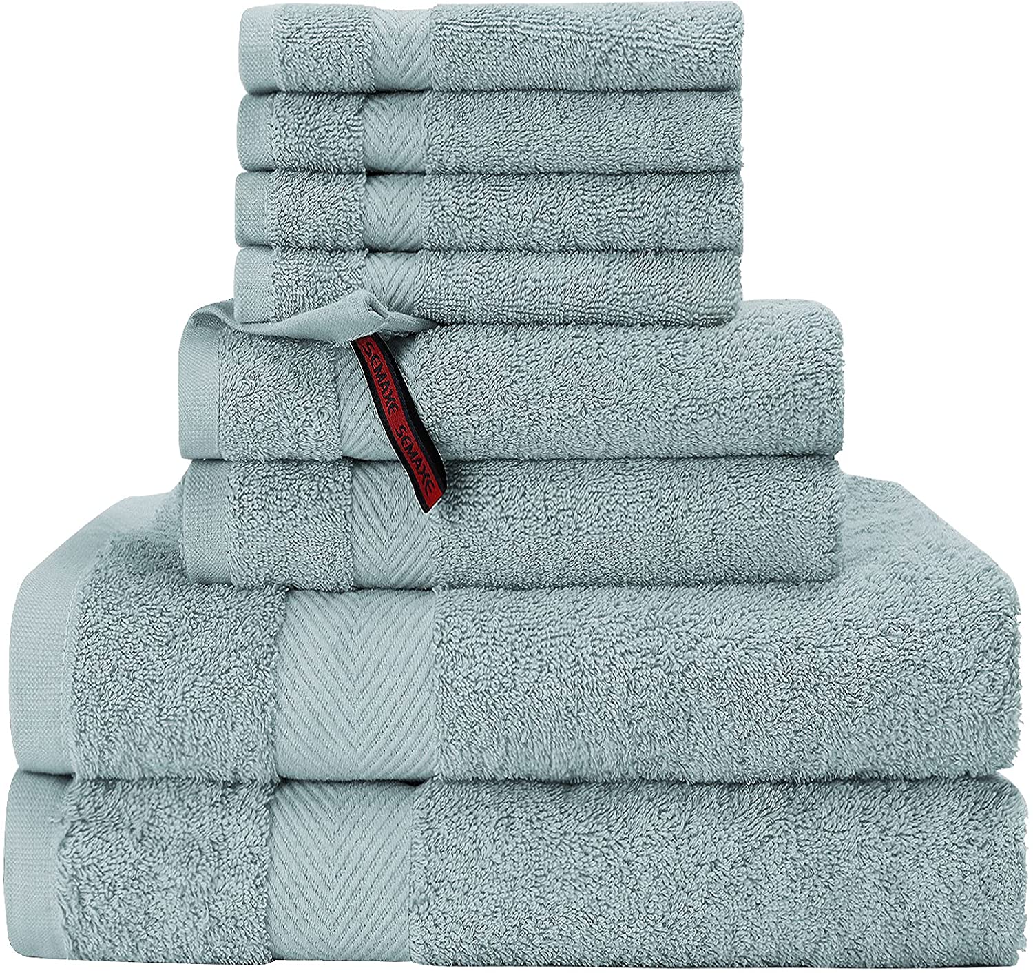 Solid Color Cotton Towels Set, With 2 Bath Towels 2 Hand Towels 4