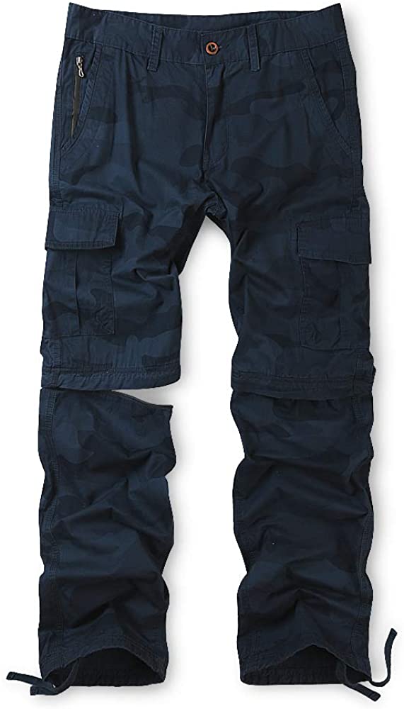 Men's Zip Off Cotton Convertible Pants Durable Cargo Shorts