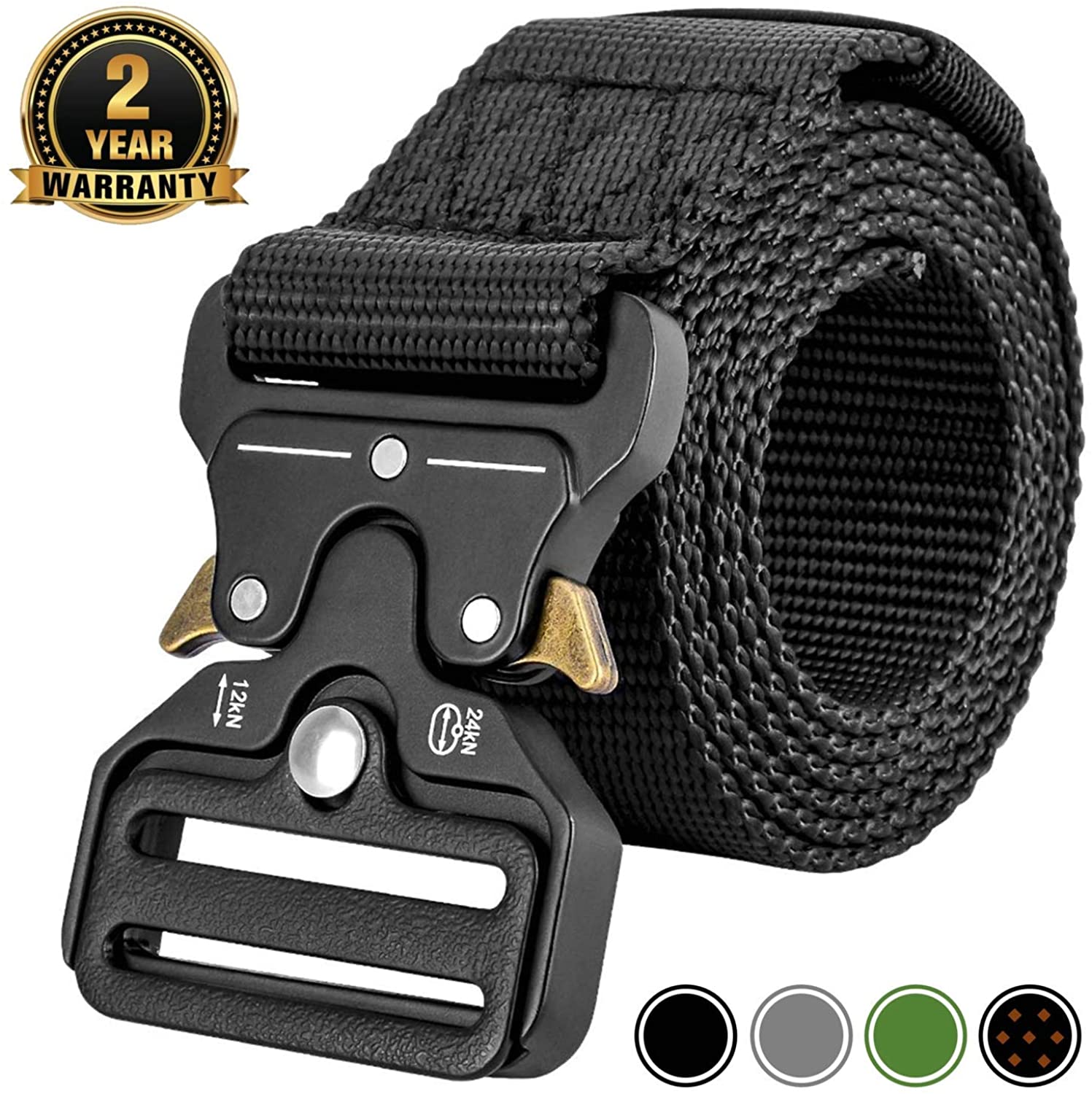 MOZETO Tactical Belts for Men Military Style Work Hiking Riggers Web Gun  Belt with Heavy Duty Quick Release Metal Buckle