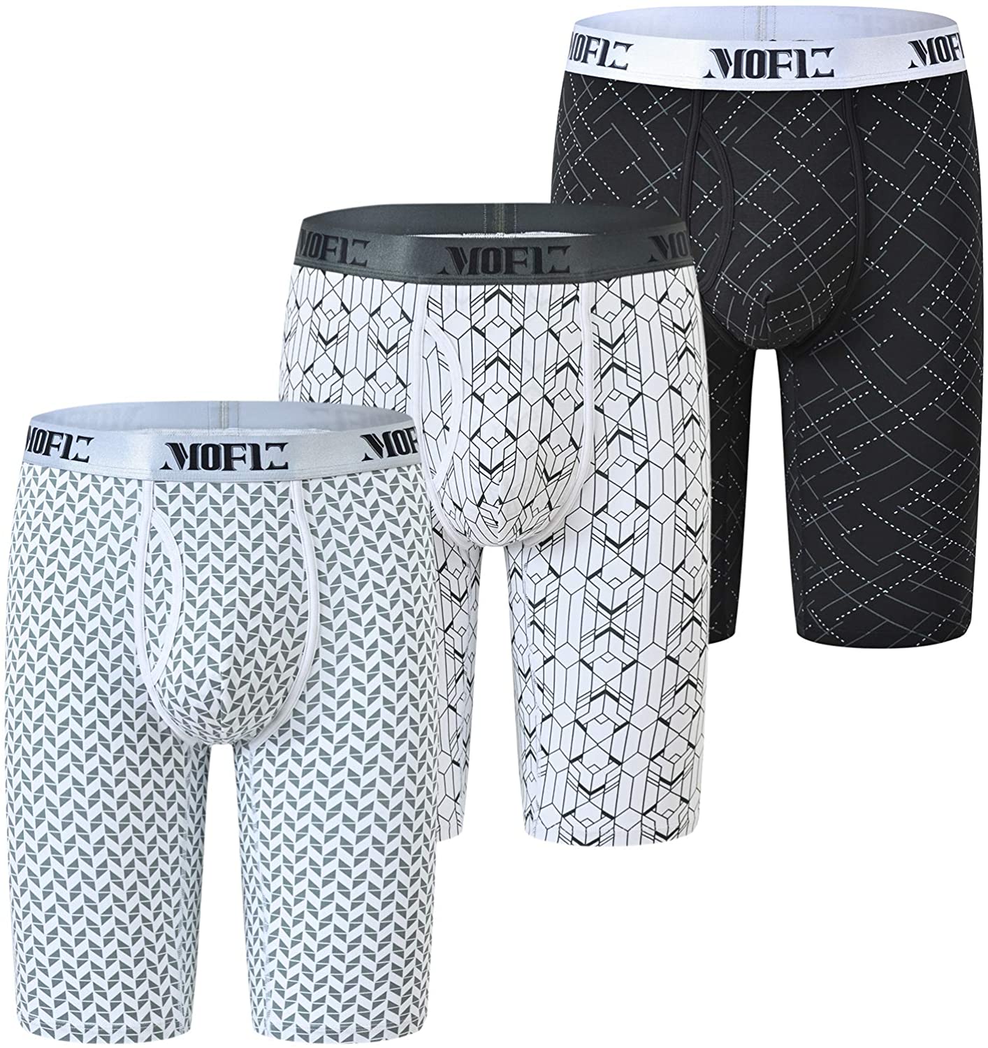 JINSHI Men's Underwear Extra Long Leg Boxer Briefs Inseam 8-9 Performance  Boxe