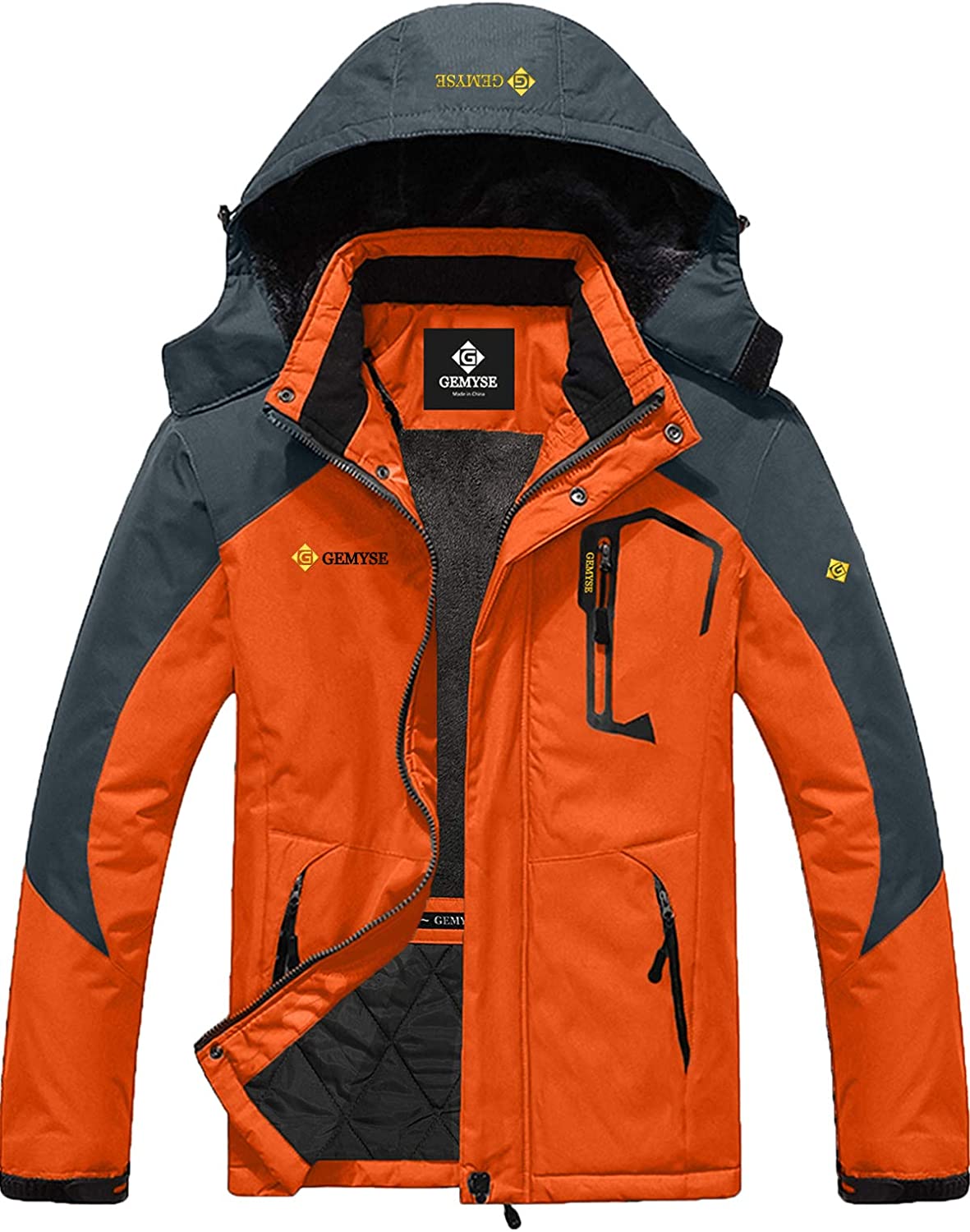 GEMYSE Mens Mountain Waterproof Ski Snow Jacket Winter Windproof Rain Jacket 