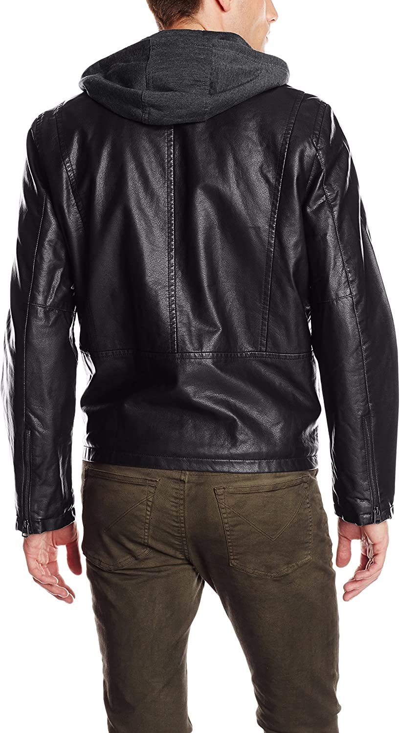Levi's Men's Faux Leather Hooded Racer Jacket (Regular and Big and Tall ...