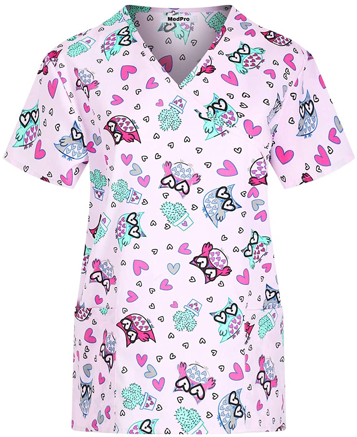 Download MedPro Women's Printed Medical Scrub Set Mock Wrap Top and ...