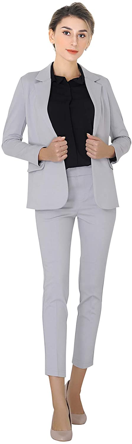  Marycrafts Women's 2 Buttons Business Blazer Pant Suit Set for  Work 0 Moroccan Blue : Clothing, Shoes & Jewelry