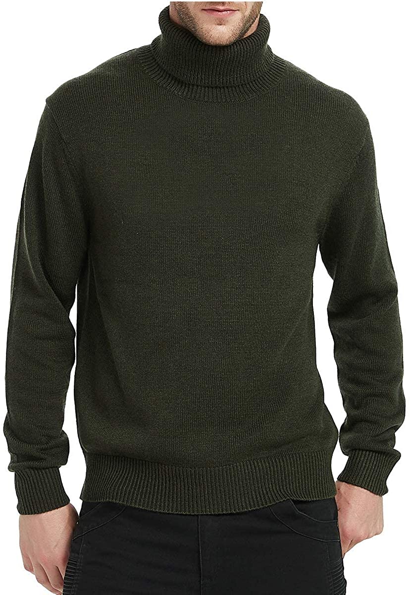 Kallspin Men's Merino Wool Blend Relax Fit Turtle Neck Sweater Jumper