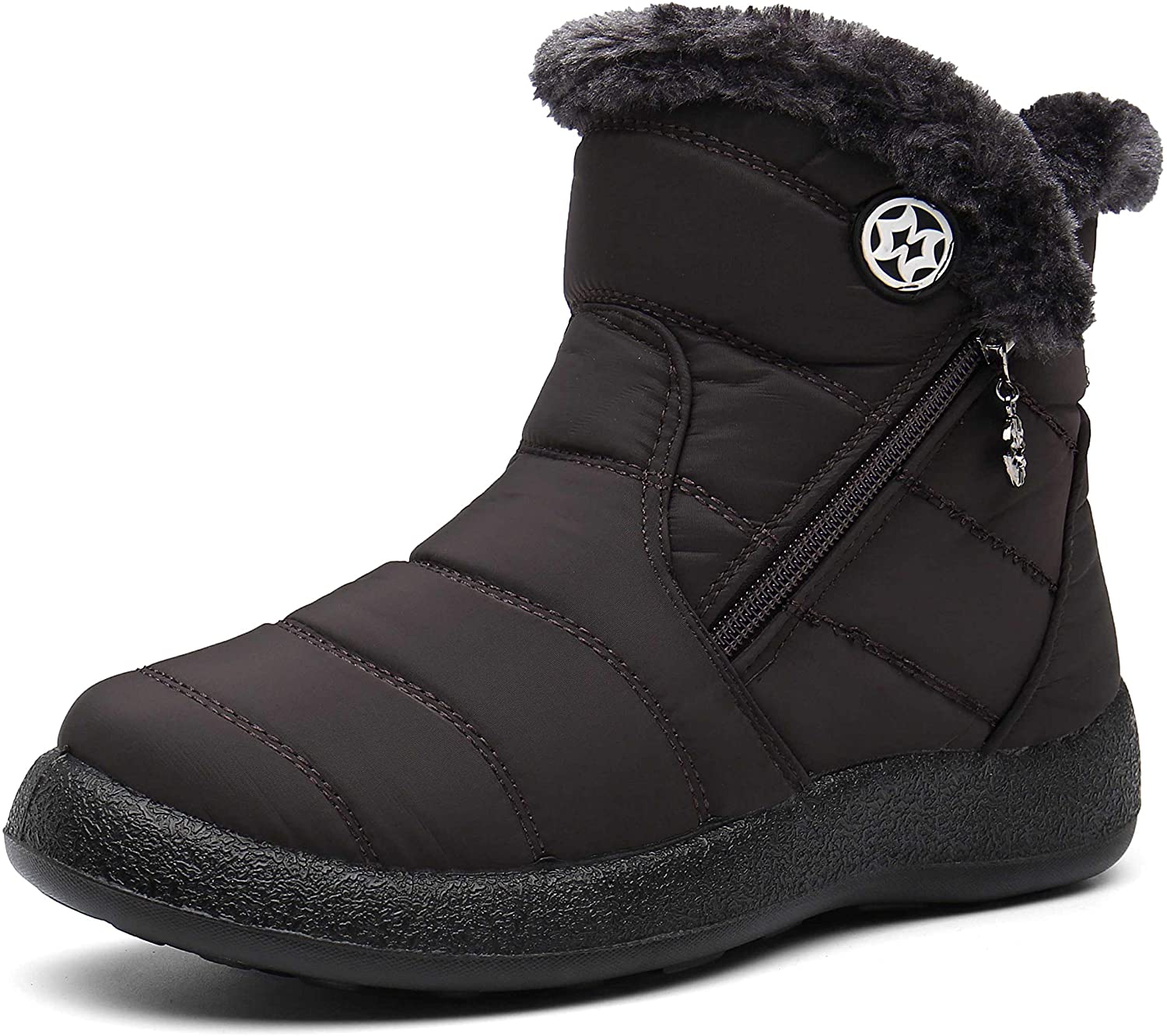 JIASUQI Outdoor Waterproof Ankle Winter Warm Fur Snow Boots for Women Men 