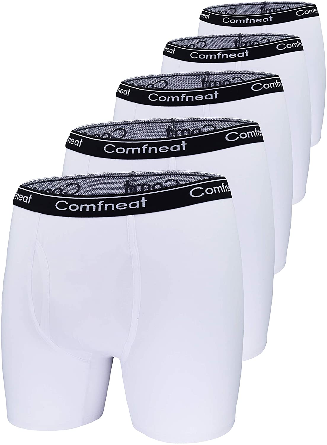Comfneat Mens 2 or 5-Pack Big & Tall Boxer Briefs Cotton Spandex 3XL-7XL Underwear with Fly 