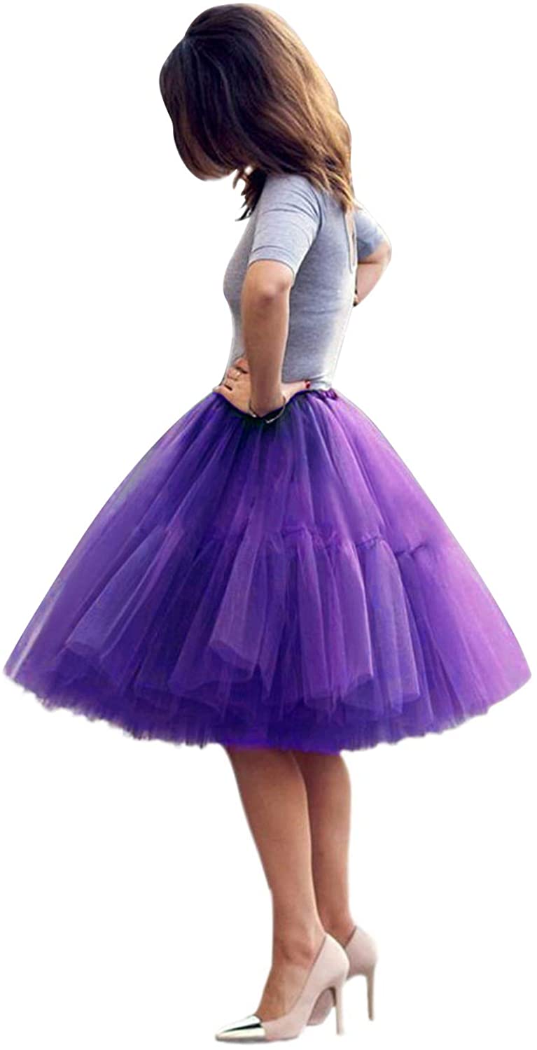 Babyonline Lady's Princess Tutu Tulle Midi Knee Length Skirt Underskirt