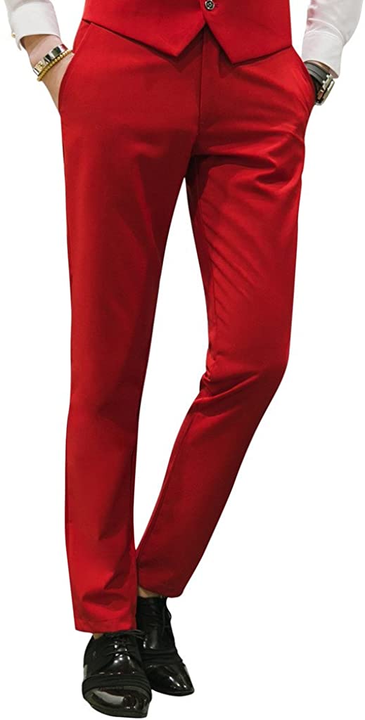 MOGU Mens Slim Fit Front Flat Casual Pants