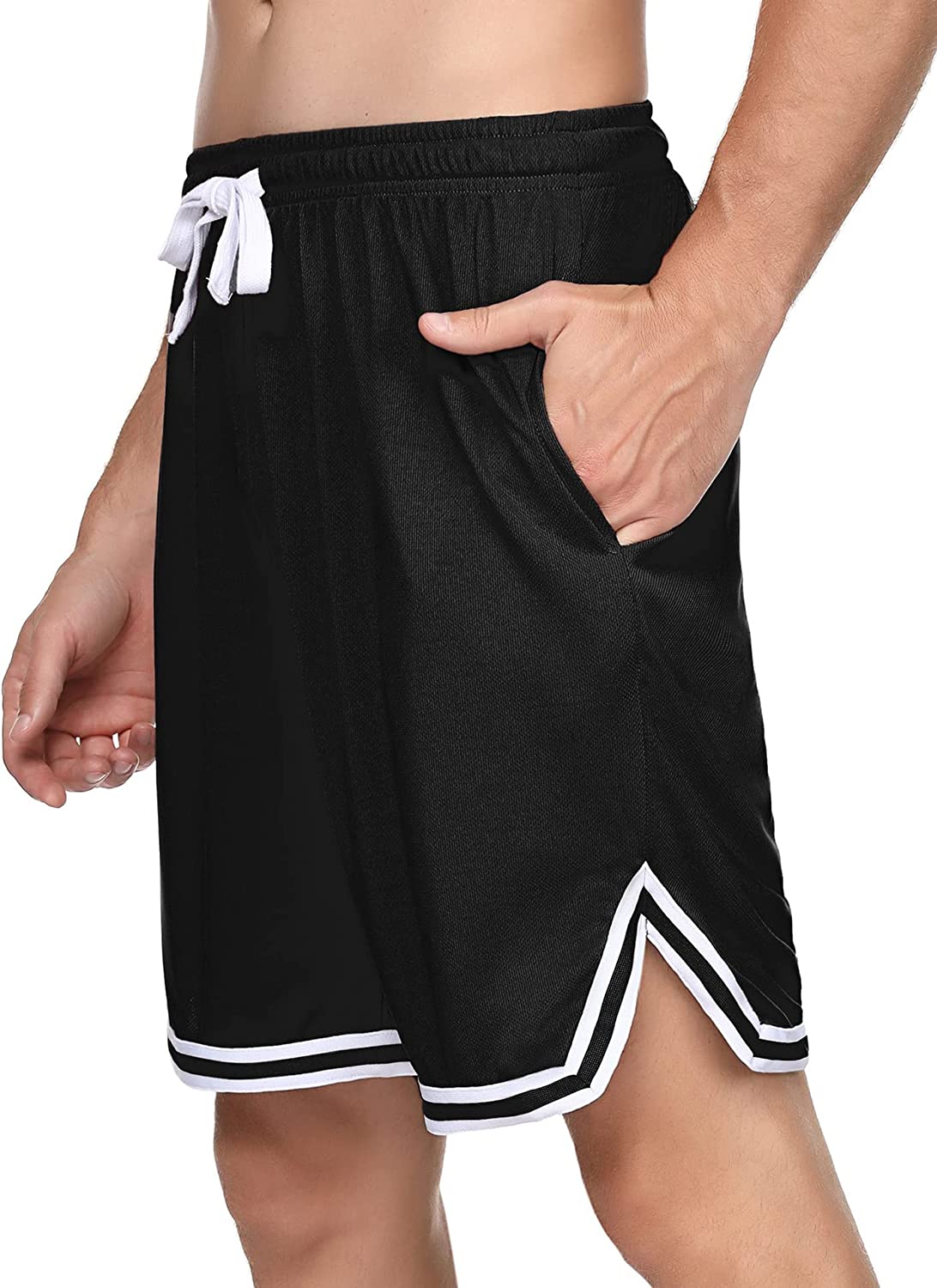 Wayleb Men's Sports Shorts Cotton Summer Running Training Workout Shorts  with Zipper Pockets Elastic Waist Jogging Gym Athletic Shorts,Black,S :  : Fashion
