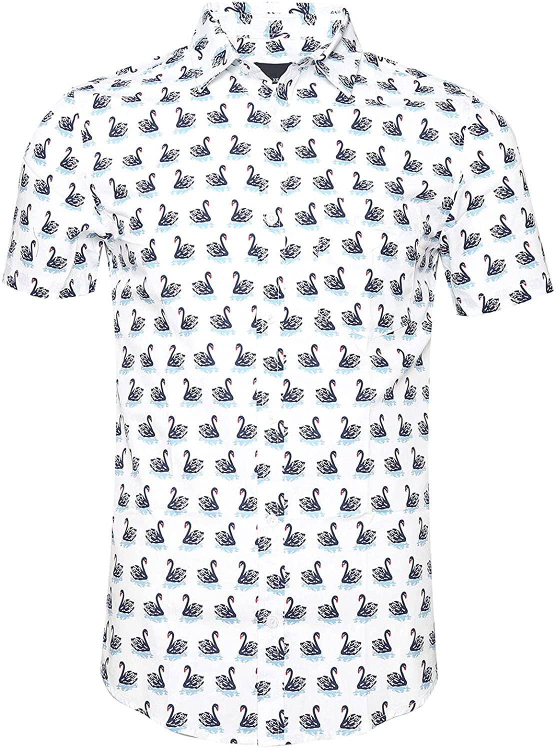 TOPORUS Men's Casual Short Sleeve Printing Pattern Button Down Shirt