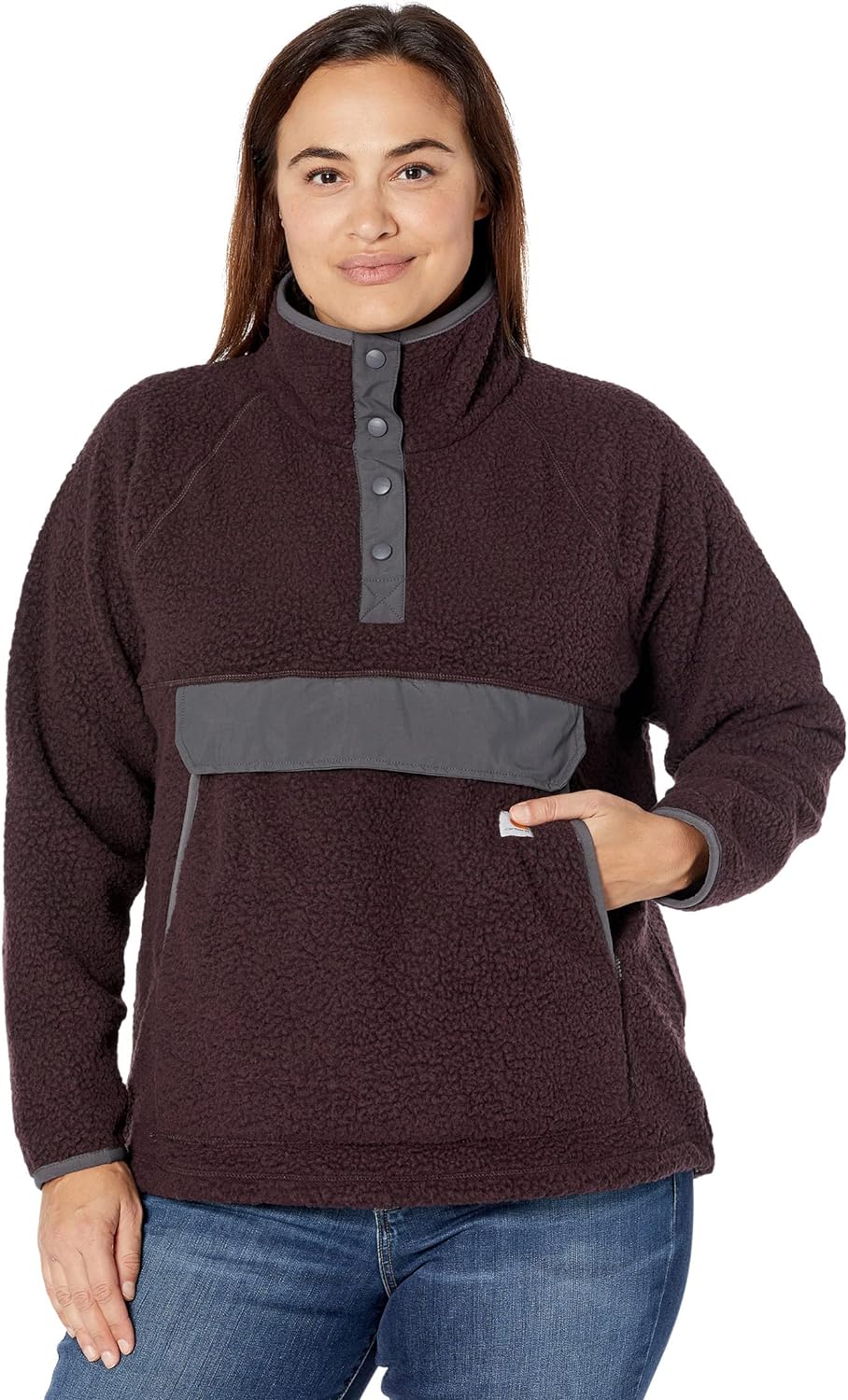Pre-owned Carhartt Women's Plus Relaxed Fit Fleece Pullover In Blackberry Heather