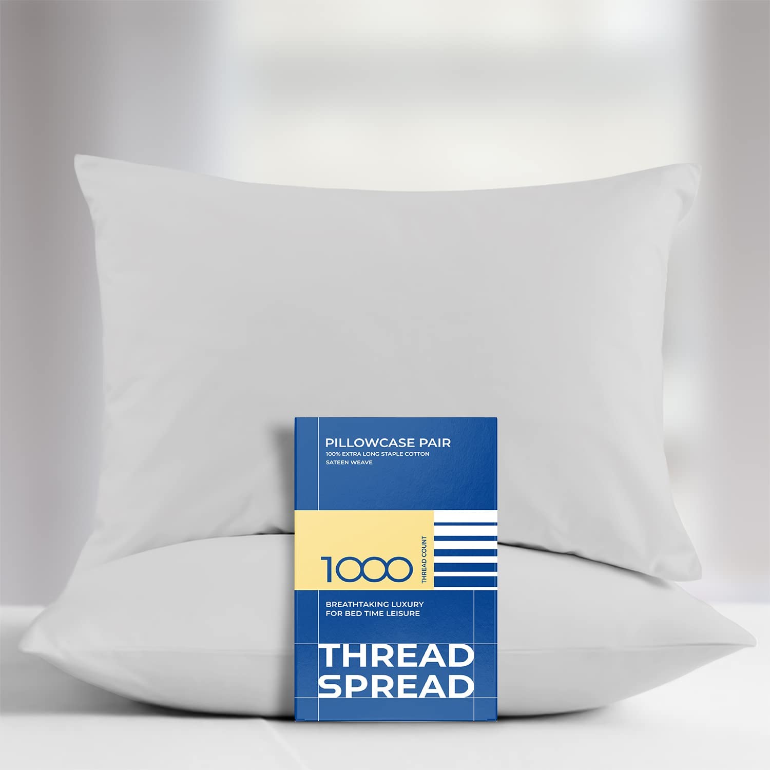 Thread Spread 100% Egyptian Cotton 1000 Thread Count Ultra Soft Pillow Case  Set