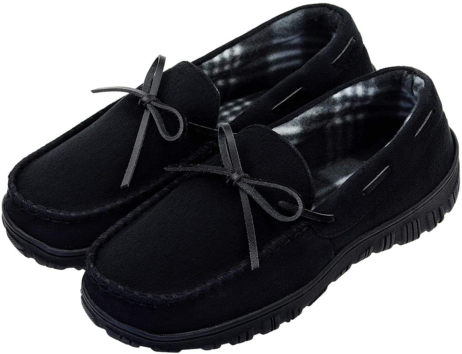 LseLom Mens-Slippers-Moccasin-Microsuede-Slip-on-Indoor-Outdoor House Slippers Memory Foam House Shoes
