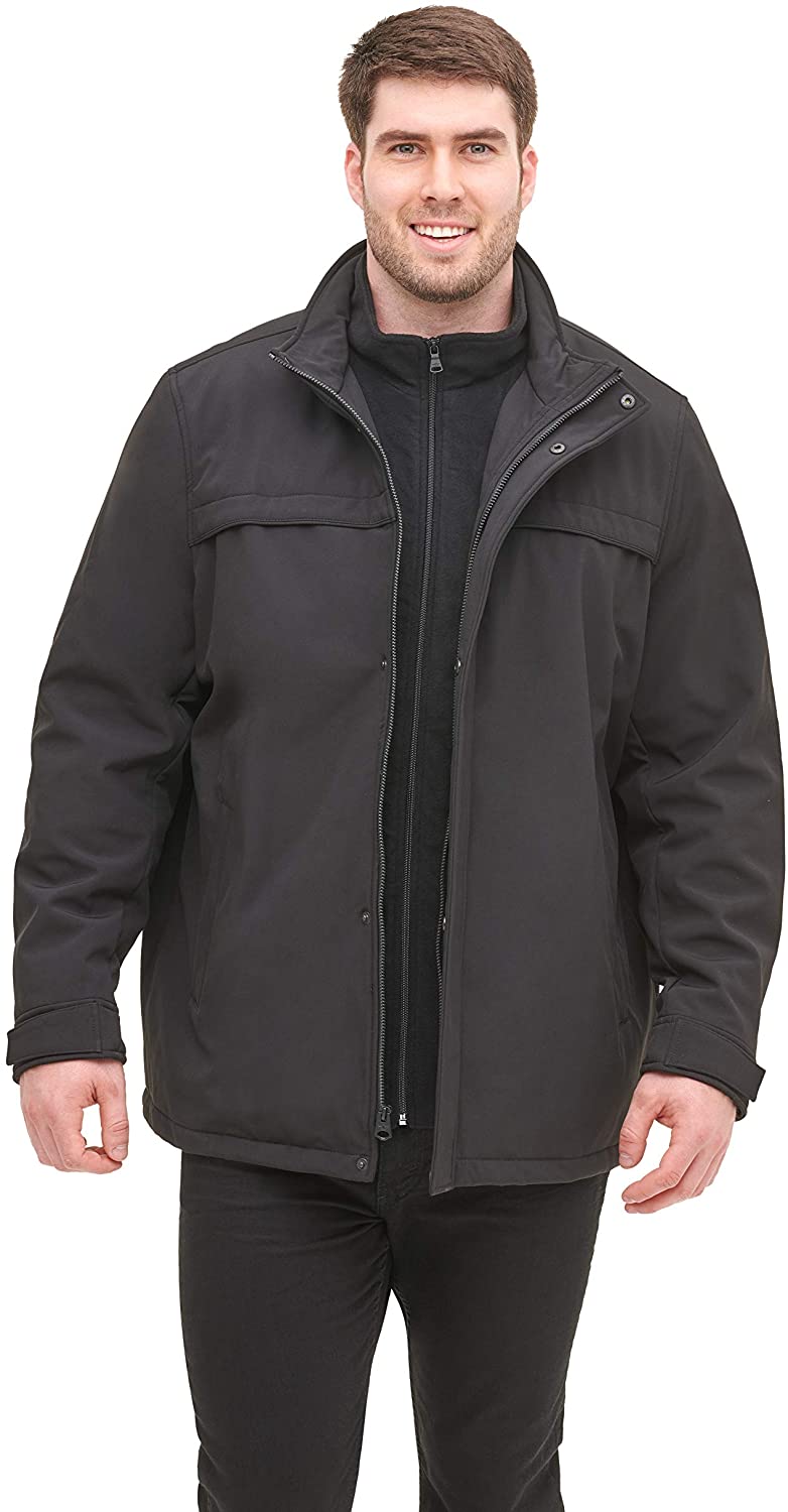 Regular and Big & Tall Sizes Dockers mens Filled Soft Shell Jacket With Bib 