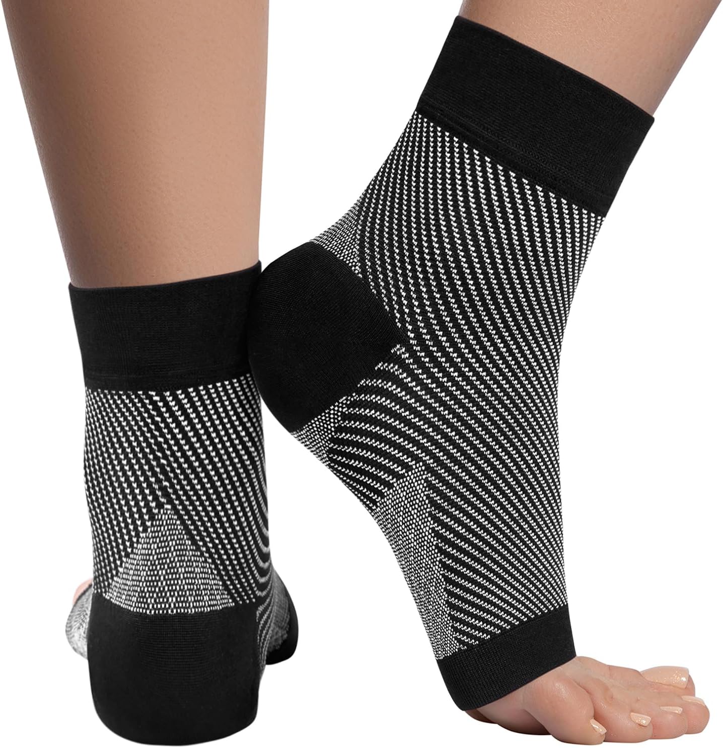 KEMFORD Ankle Compression Sleeve - 20-30mmhg Open Toe Compression Socks for  Swel