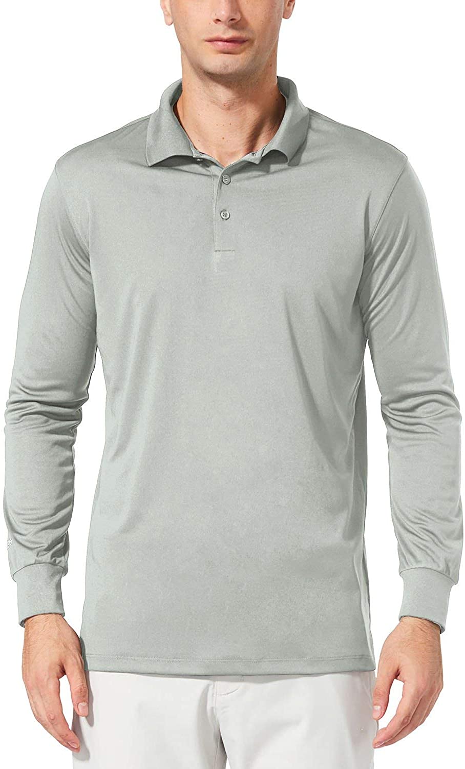 BALEAF Men's UPF 50+ Sun Protection Golf Polo Shirt Long Sleeve Tennis ...