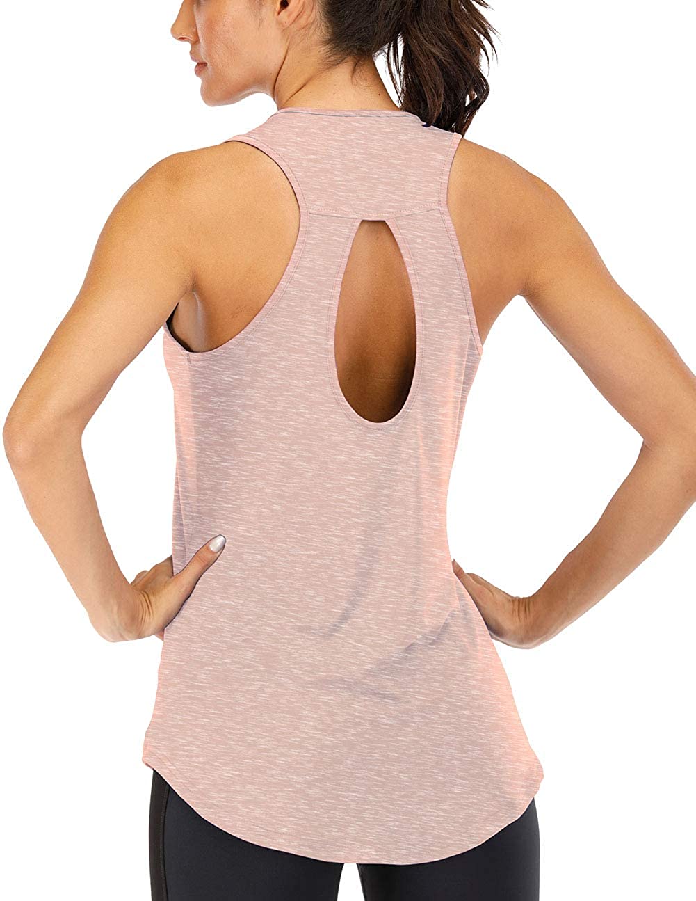 Fihapyli ICTIVE Workout Cropped Tank Tops for Women Flowy Sleeveless Mesh Back Athletic Muscle Shirt Loose Fit Cute Crop Cami 