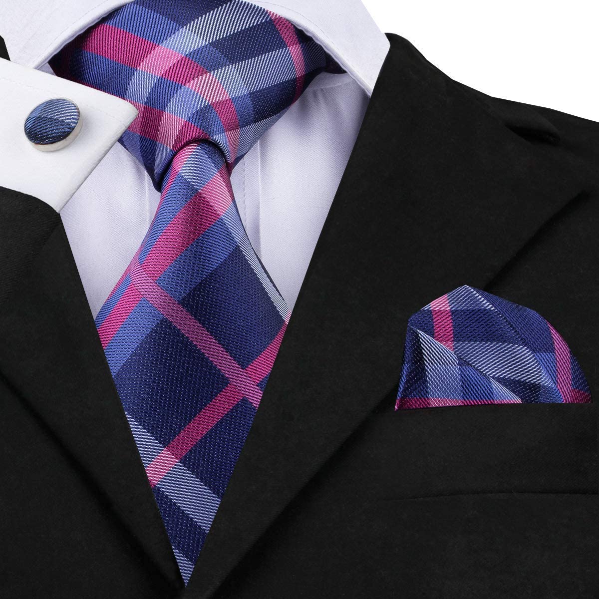 Dubulle Purple and Blue Mens Tie Plaids Checks Silk Necktie for Men ...