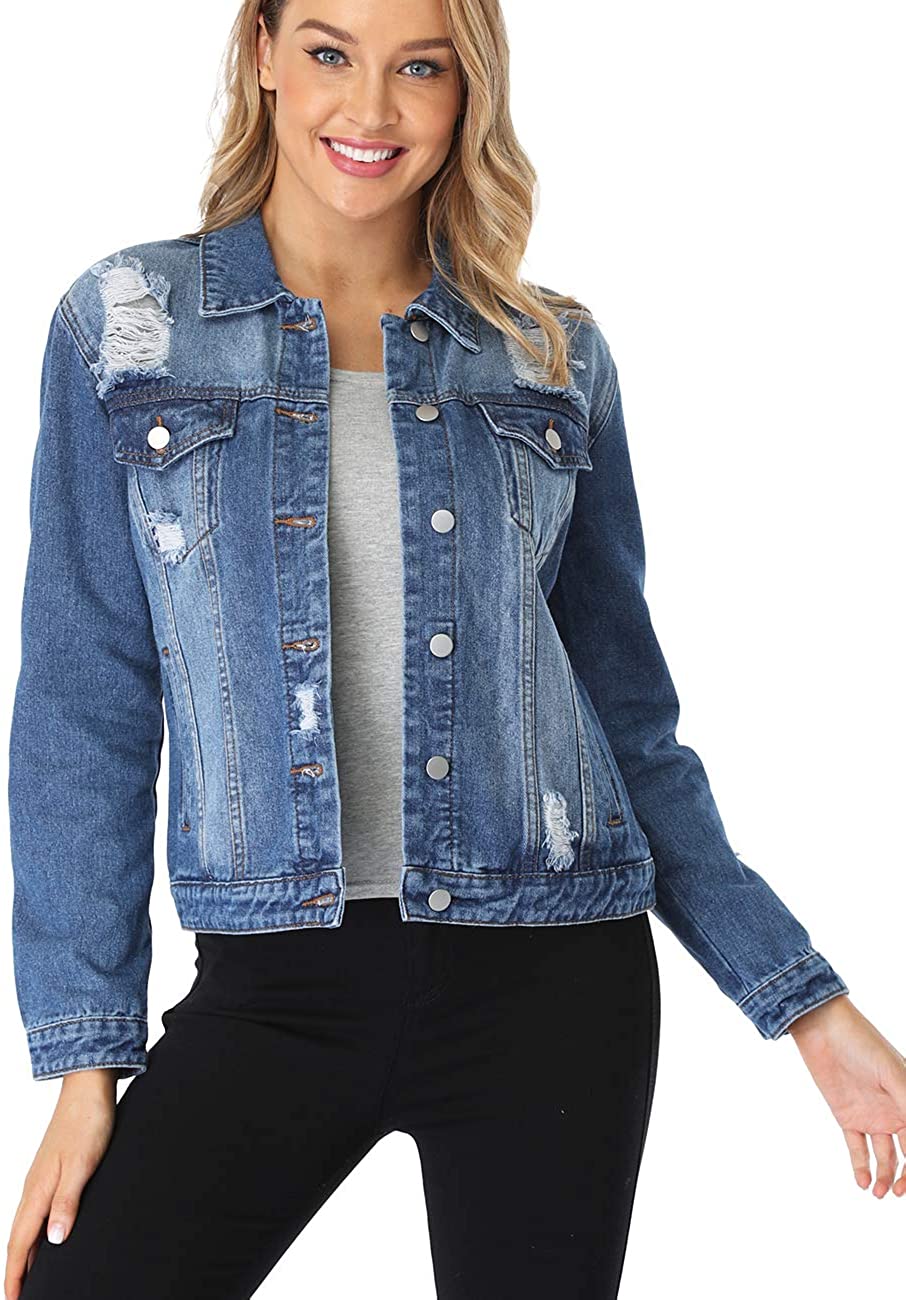 Buy Women Denim jacket Rivet Shrug Cowboy Casual Punk Coat Trucker Jeans  Outer Zipper Online at desertcartINDIA