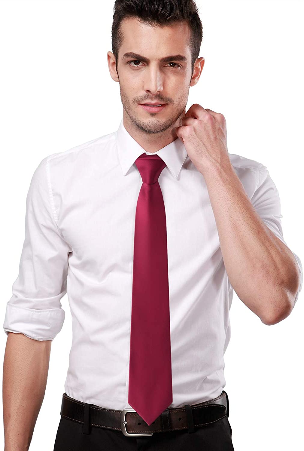 Landisun Skinny Tie Solid Tie Satin Tie Slim Tie Necktie Regular