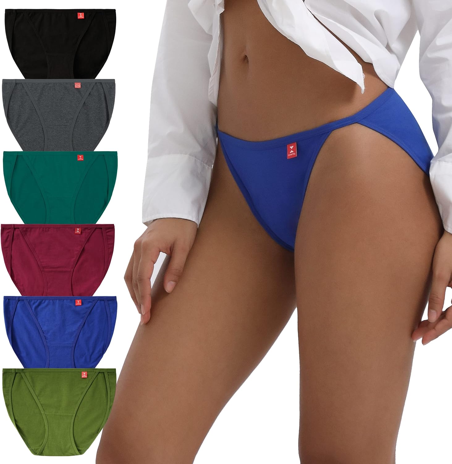 INNERSY Women's Thong Panty Cotton Sporty Thong Underwear 5-Pack