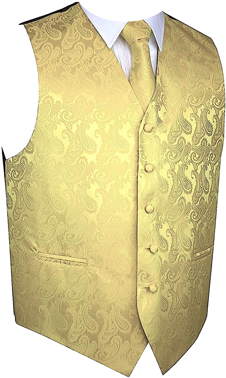 Men's 3pc Paisley Vest NeckTie Pocket Square Set For Suit or Tuxedo 