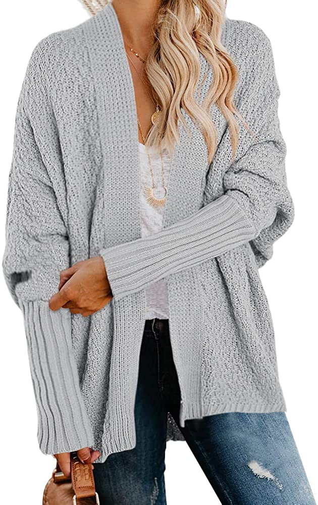 imesrun Womens Open Front Cardigans Long Sleeve Chunky Knit Fall Button Down Sweater Coats with Pockets 
