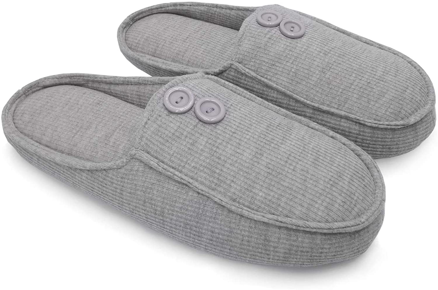 Mens & Womens Cotton Knit Memory Foam Slippers Light Weight House Shoes with Anti-Skid Sole