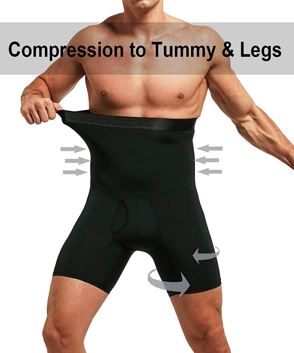 Quafort Men Tummy Control Shorts High Waist Slimming Shapewear Body