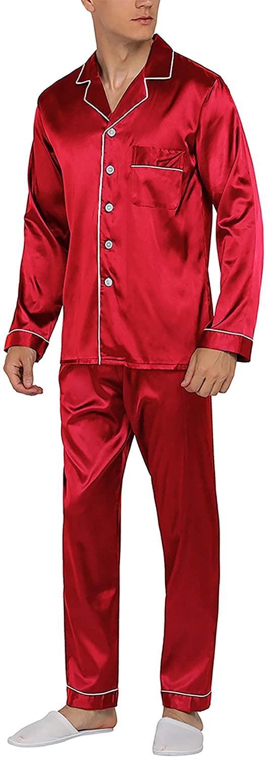 YIMANIE Mens Satin Pajamas Set Classic Sleepwear Loungewear eBay