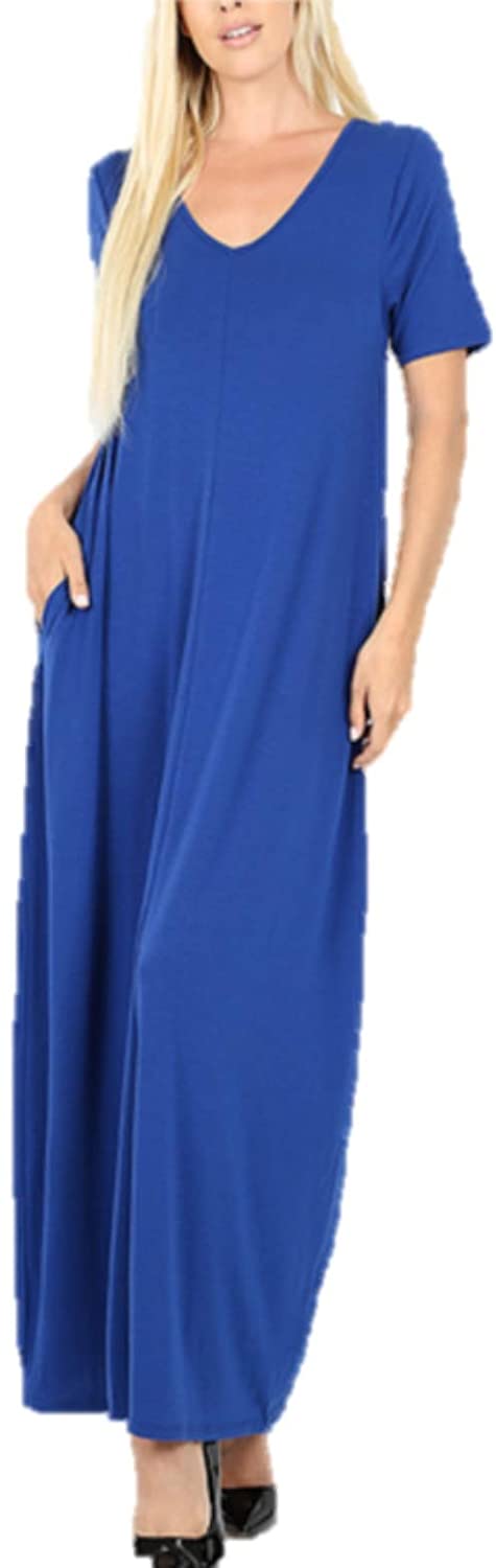 Zenana Women's Premium Casual Long Relaxed Loose T-Shirt Maxi Dress with  Half Sleeves and Pockets (S-3XL) : : Clothing, Shoes & Accessories