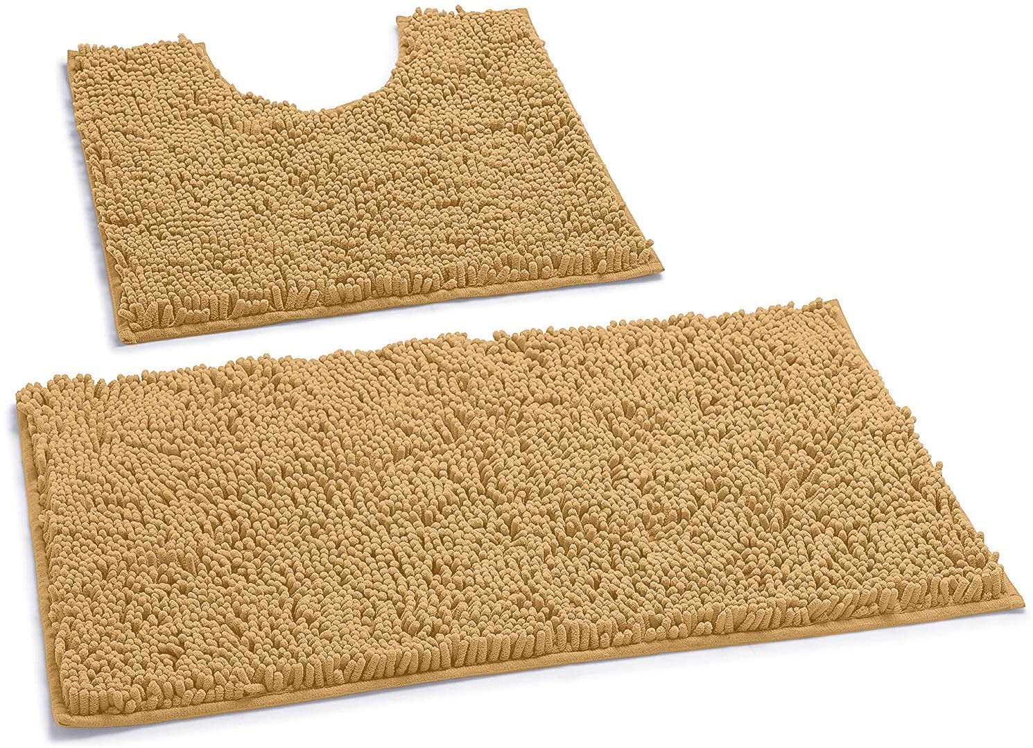 LuxUrux Bathroom Rugs Luxury Chenille 2-Piece Bath Mat Set Soft Plush Anti-Slip 