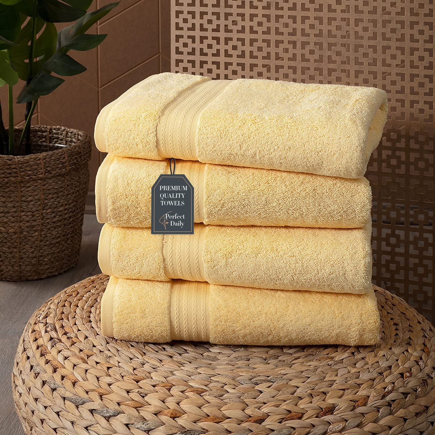 flume home Bath Towel Set of 4 I 100 % Turkish Cotton I 27x54 Inches  (Brilliant