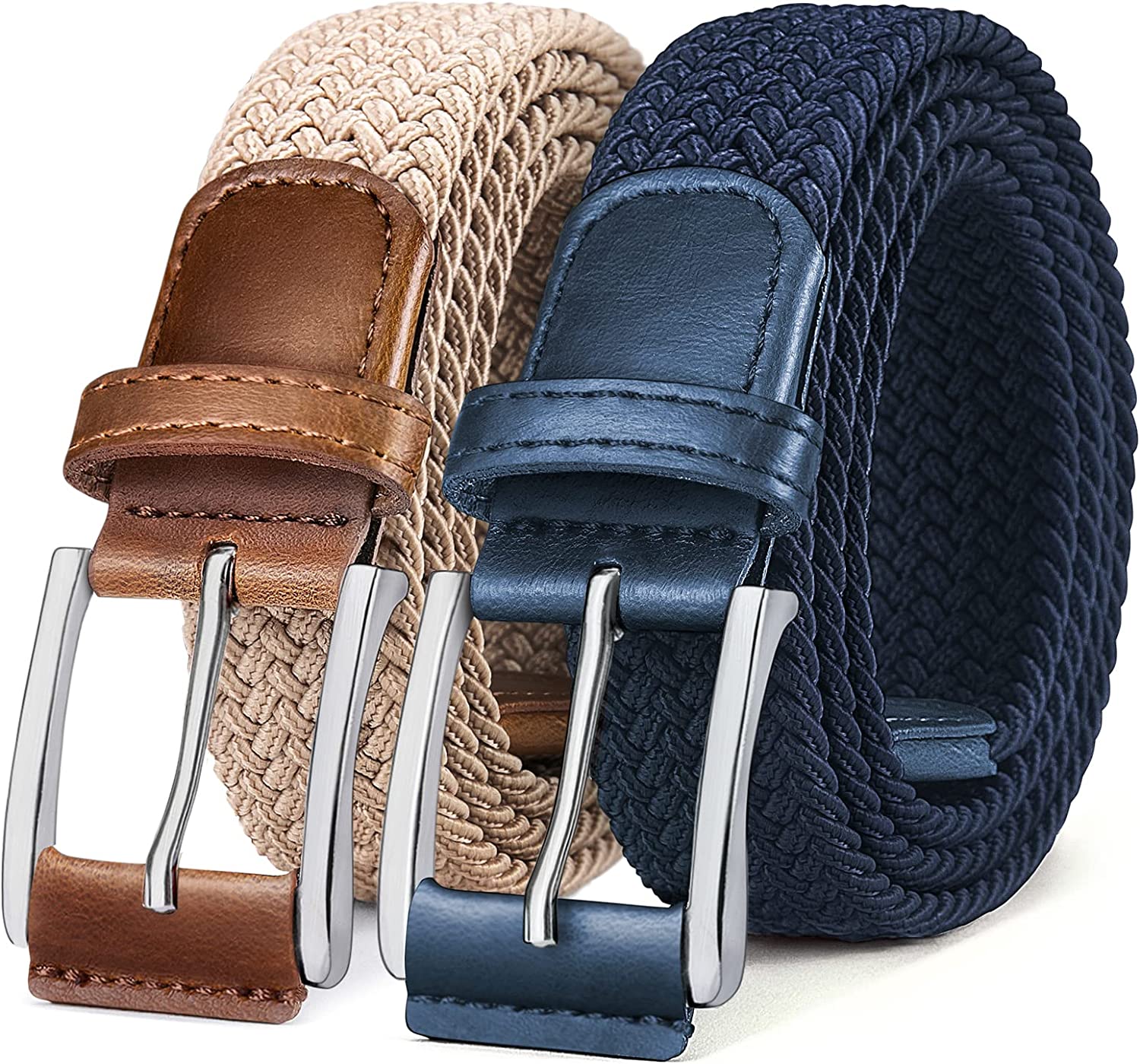 Bulliant Belt For Men 2pack Mens Stretch Braided Web Belt Elastic For