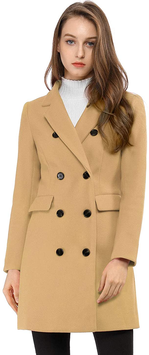 Allegra K Women's Mid-length Collarless Minimalist Business Winter Long  Coat Beige White XS : : Fashion