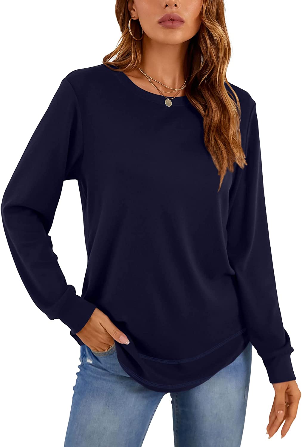 KUOTAI Womens Long Sleeve T Shirts Casual Crewneck Tunic Tops for Leggings  Loose Blouses : : Clothing, Shoes & Accessories