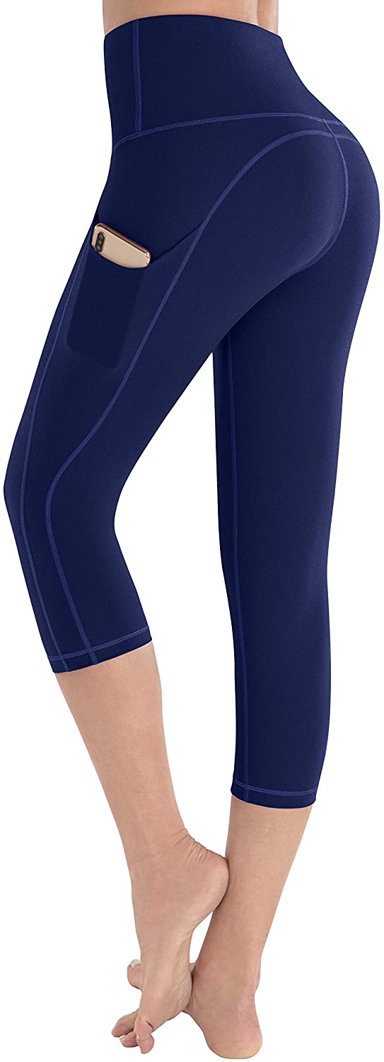 Womens High Waist Yoga Pants with Side & Inner Pockets Tummy Control Workout Running 4 Way Stretch Sports Leggings HOFI
