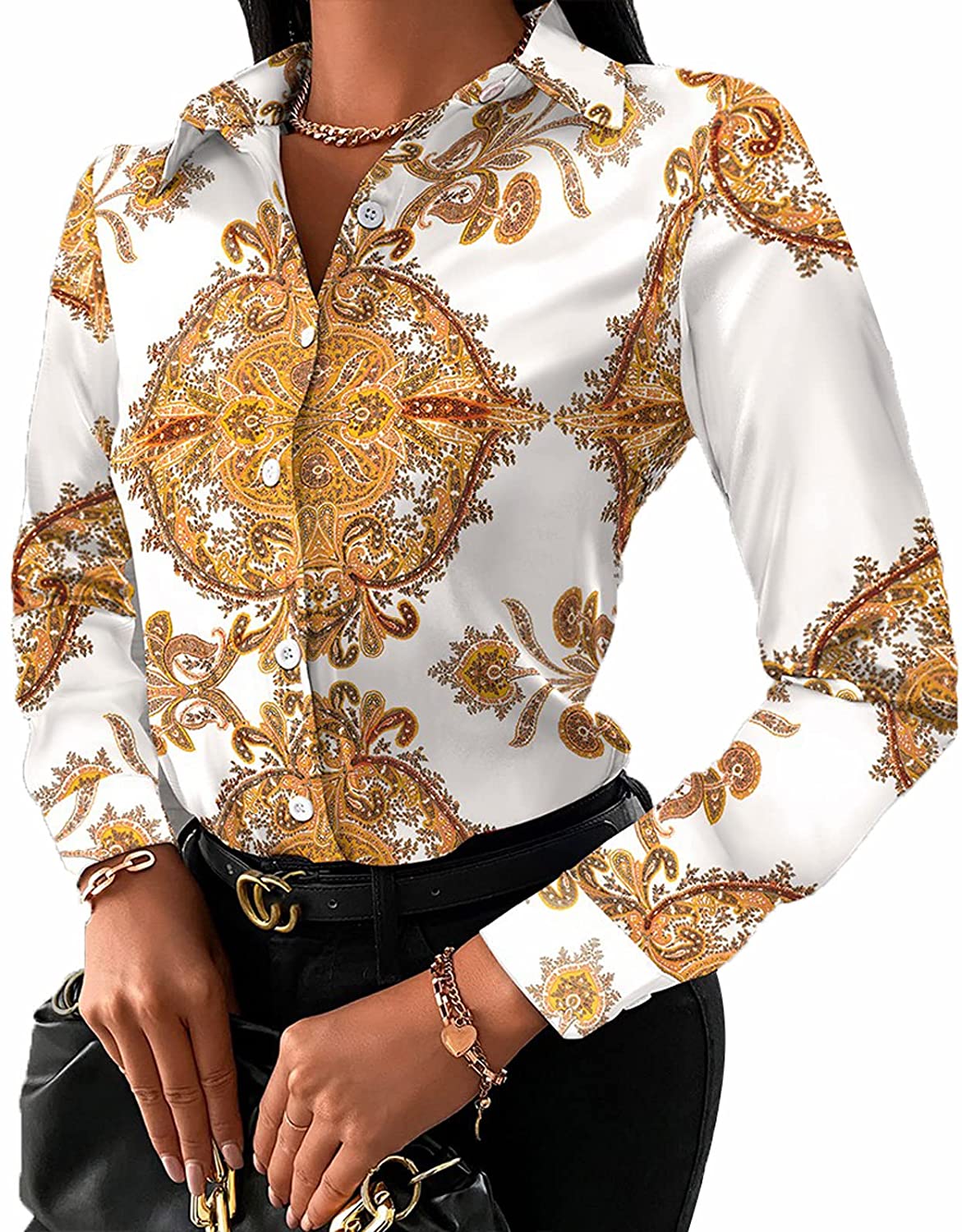 Tops  Women Buchona Outfits Collar Blouses Button Down Shirts