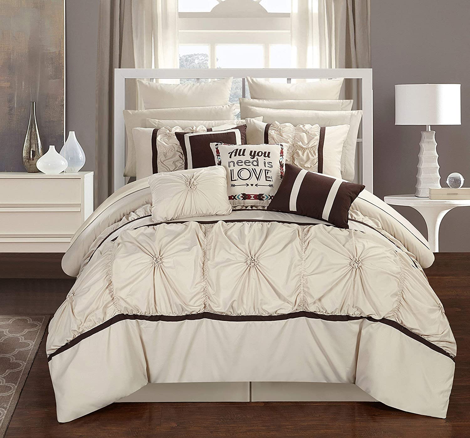 Chic Home Cs2754 An Ashville 16 Comforter Set King Silver Ebay 