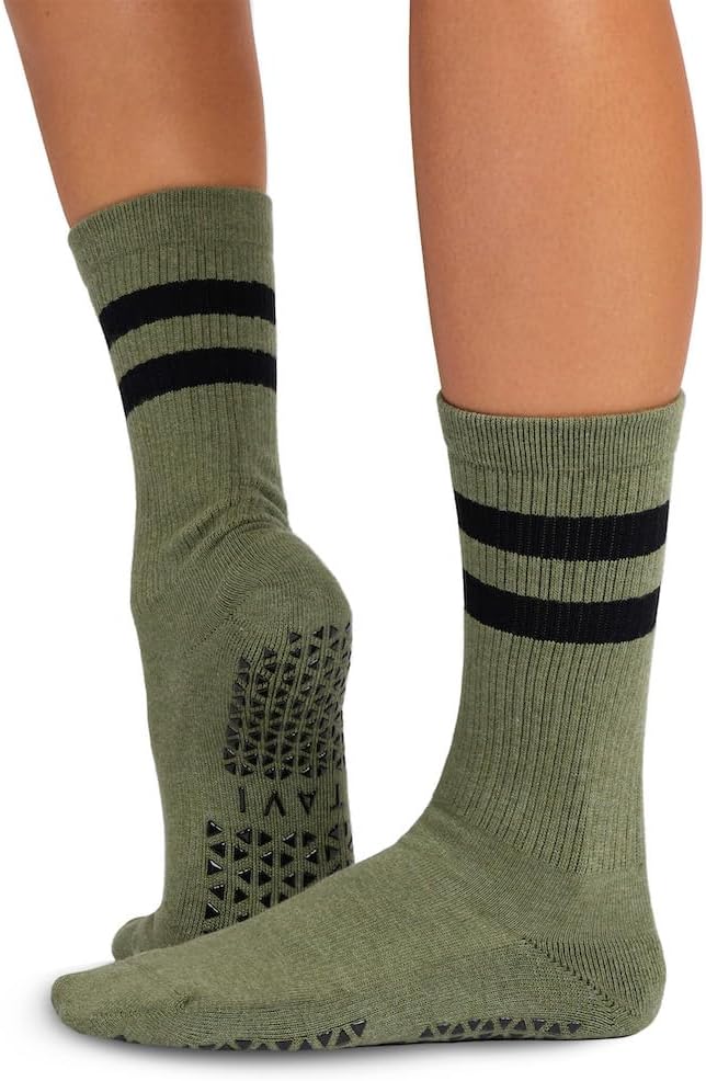 TAVI NOIR Kai Fashion Crew Grip Socks for Barre, Pilates, and Yoga