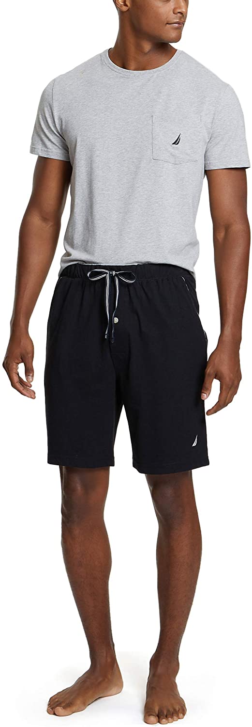 nautica men's soft knit elastic waistband sleep lounge short