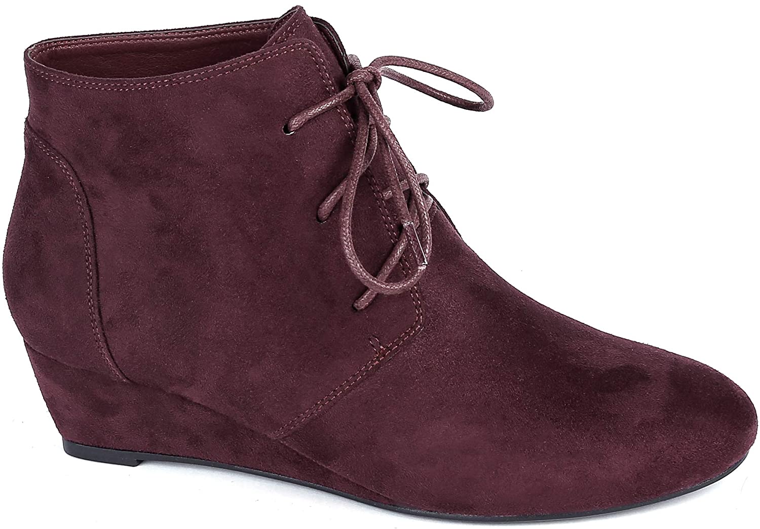 low wedge lace up booties