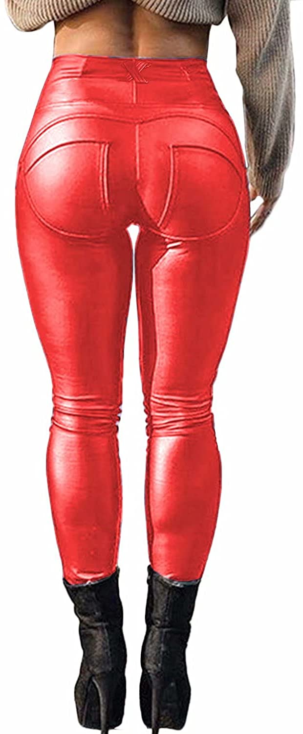FITTOO Fleece Lined Leather Pants for Women Faux Leather Leggings