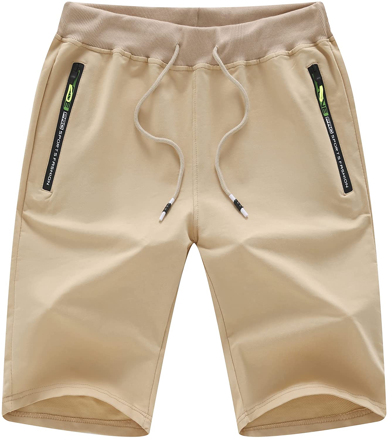 CREATMO US Men's Shorts Zipper Pocket Elastic Waist Stretch Summer Casual Beach 